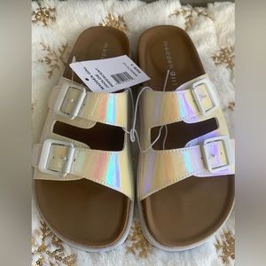 NWOT Madden Girl Slide Sandals with buckles Goldie size 3